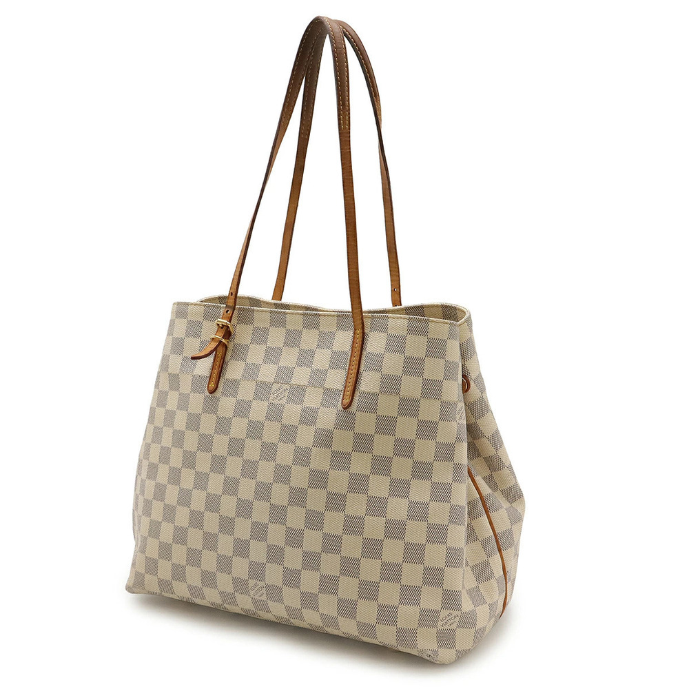 Louis Vuitton White Damier Cabas Azur Shoulder Bag Tote White